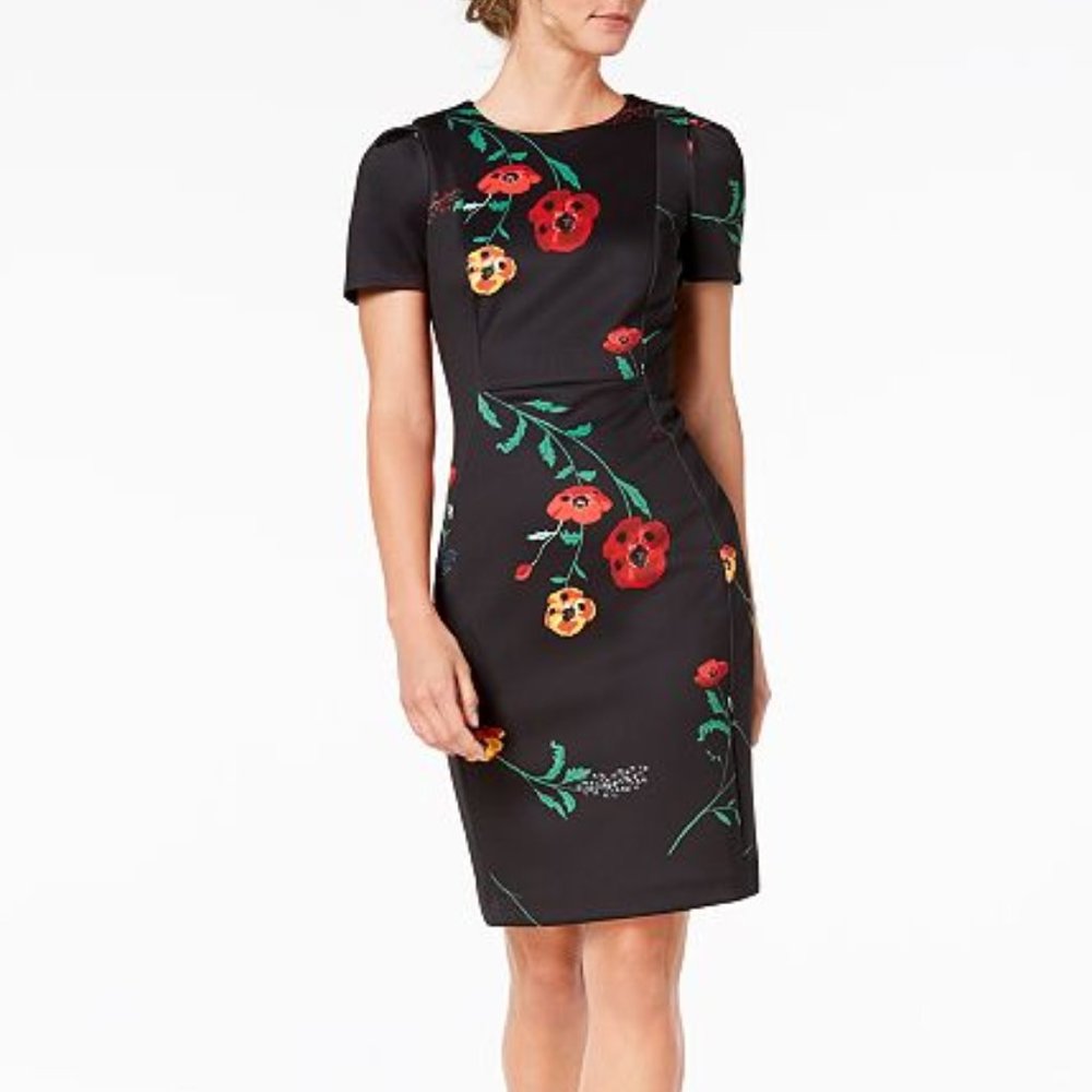 Calvin Klein Floral Scuba Sheath Dress- Brand New!